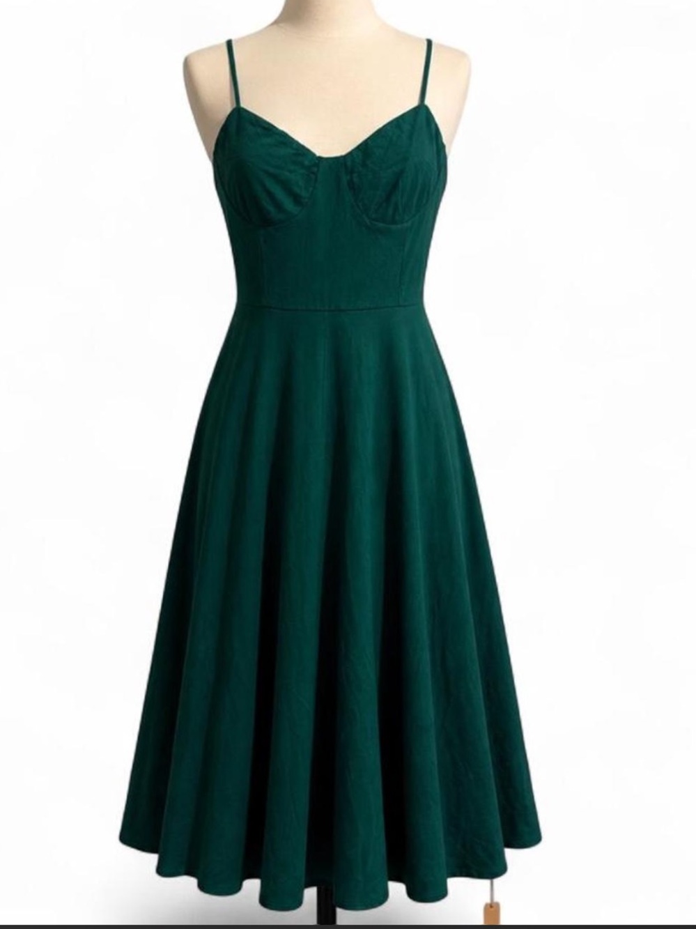 NWT Reformation Emerald Green Glenda Midi Fit and Flare Dress